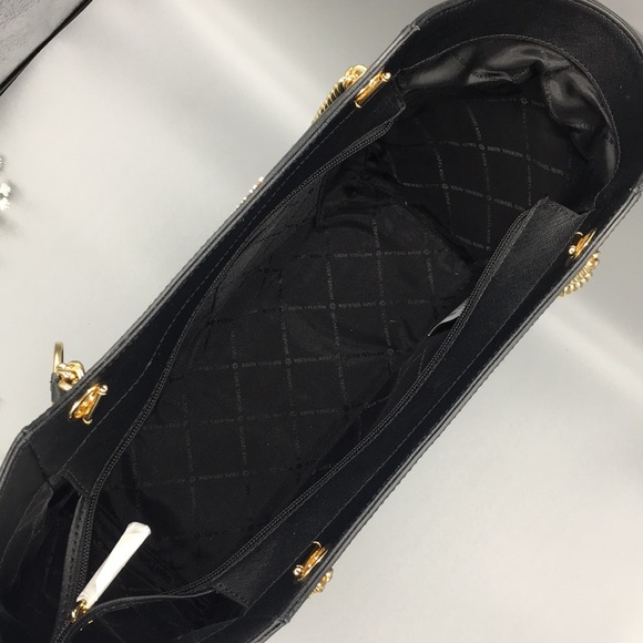 MICHAEL KORS LG CHAIN SHOULDER TOTE BLACK NWT - Picture 6 of 16